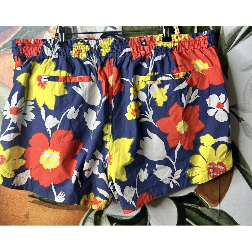 J.CREW Stretch Swim Trunk in Floral Print XL Shorts Drawstring Elastic Waist
